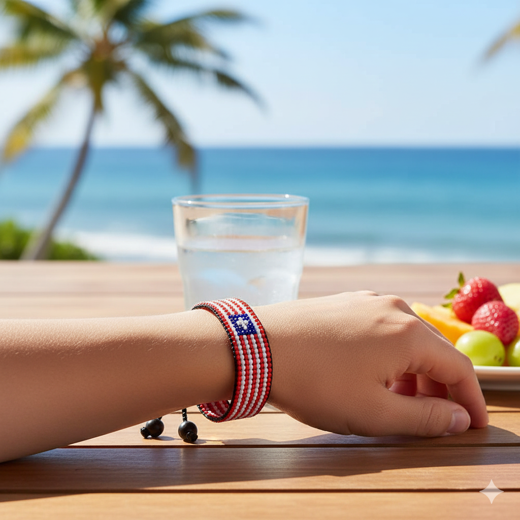 Liberia Flag Bracelet: Handmade Adjustable Unisex Boho-Style Wristband
