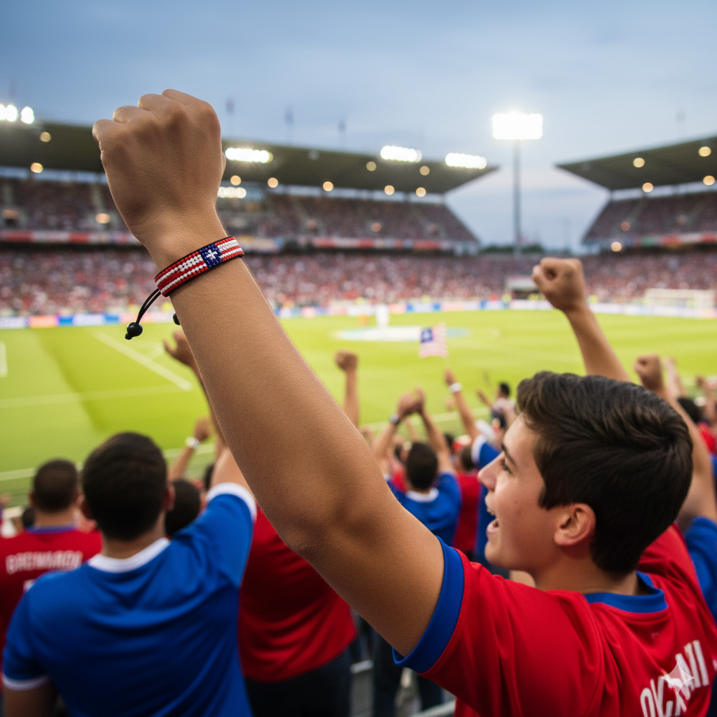 Liberia Flag Bracelet: Handmade Adjustable Unisex Boho-Style Wristband