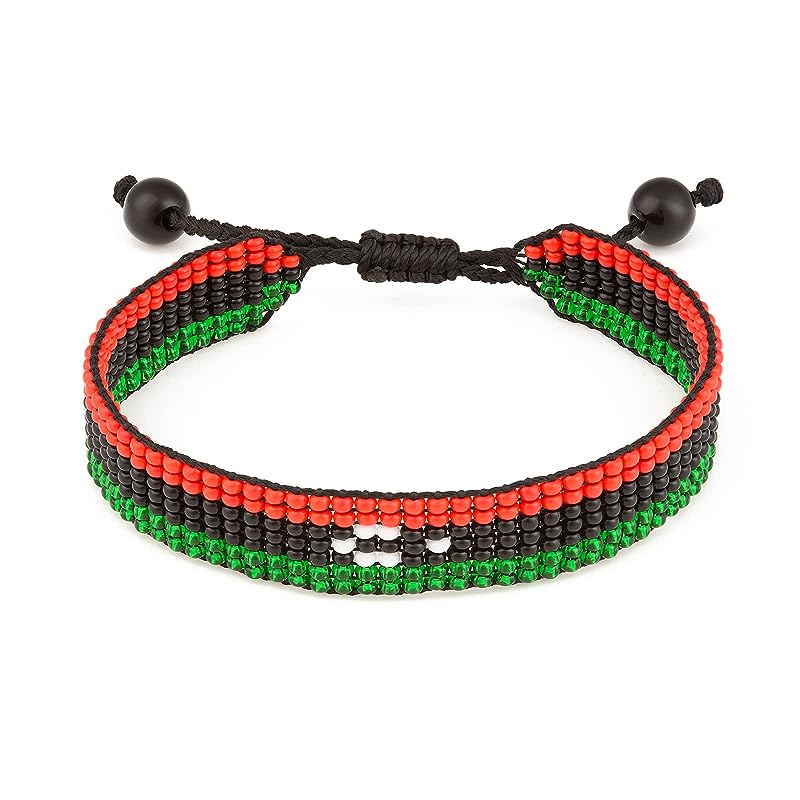 Libya Flag Bracelet: Handmade, Adjustable Beaded String, Boho Jewelry, Unisex Patriotic Gift