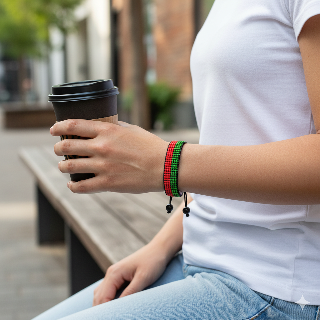 Madagascar Flag Bracelet: Handmade Adjustable Unisex Boho-Style Bracelet