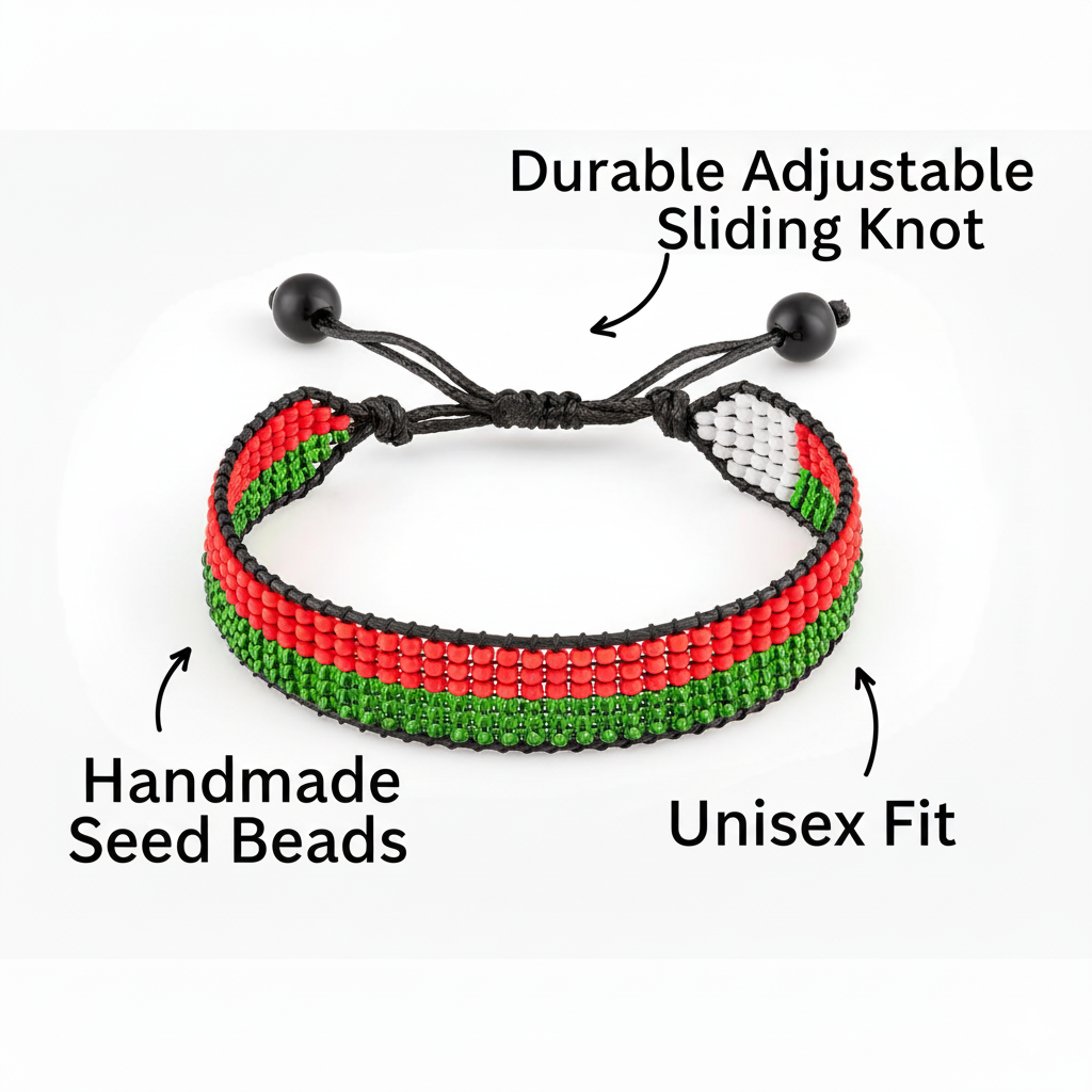 Madagascar Flag Bracelet: Handmade Adjustable Unisex Boho-Style Bracelet