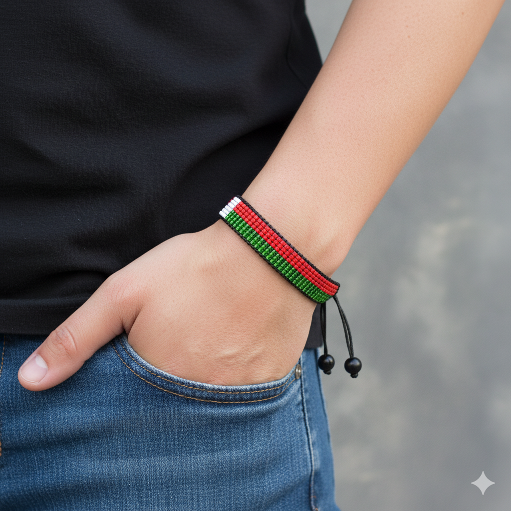 Madagascar Flag Bracelet: Handmade Adjustable Unisex Boho-Style Bracelet