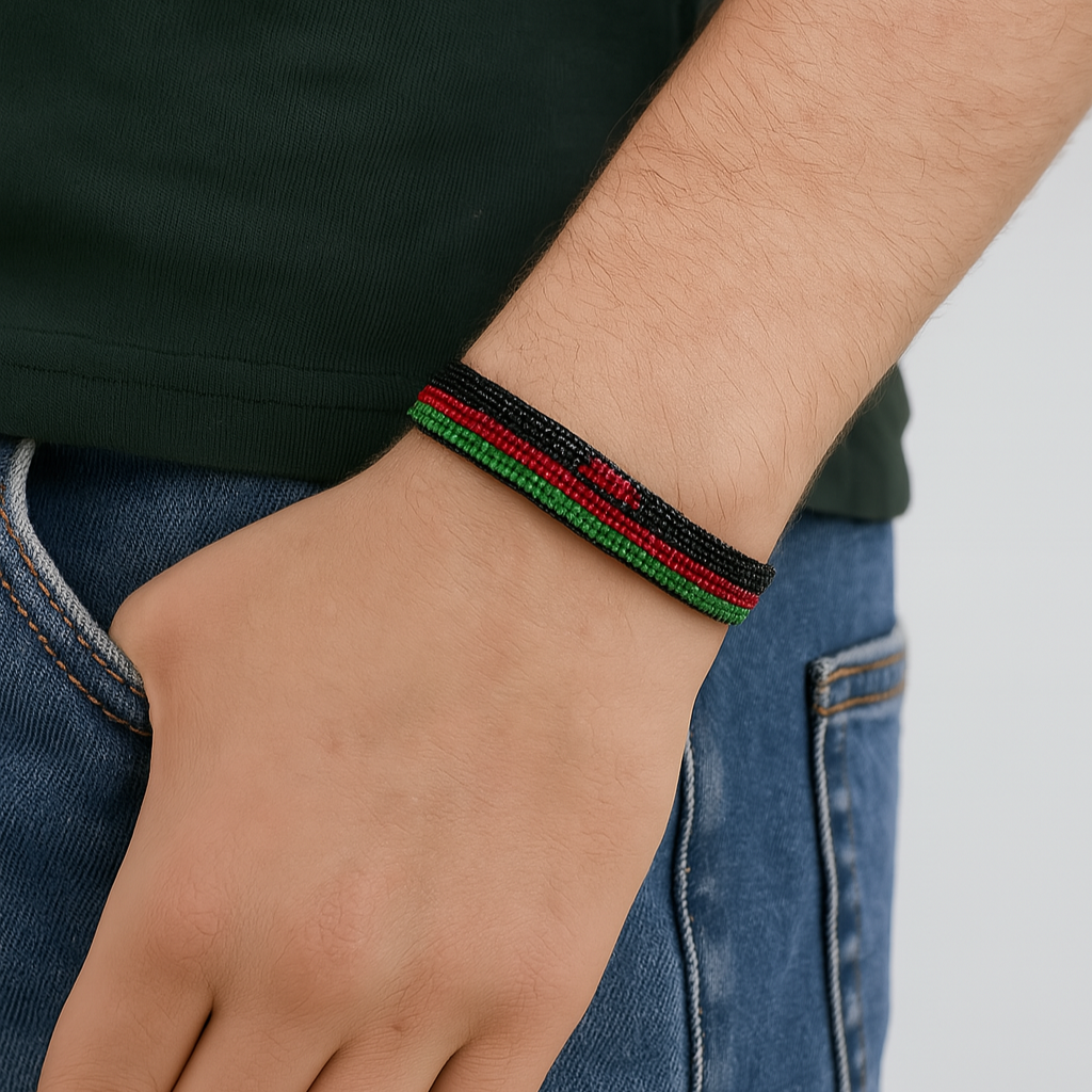 Malawi Flag Bracelet: Adjustable, Boho Style String Bracelet for Women & Men.