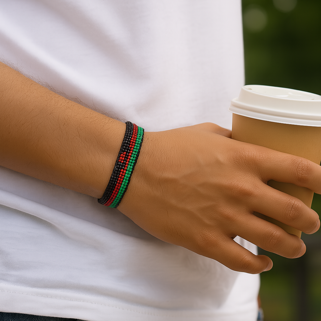 Malawi Flag Bracelet: Adjustable, Boho Style String Bracelet for Women & Men.