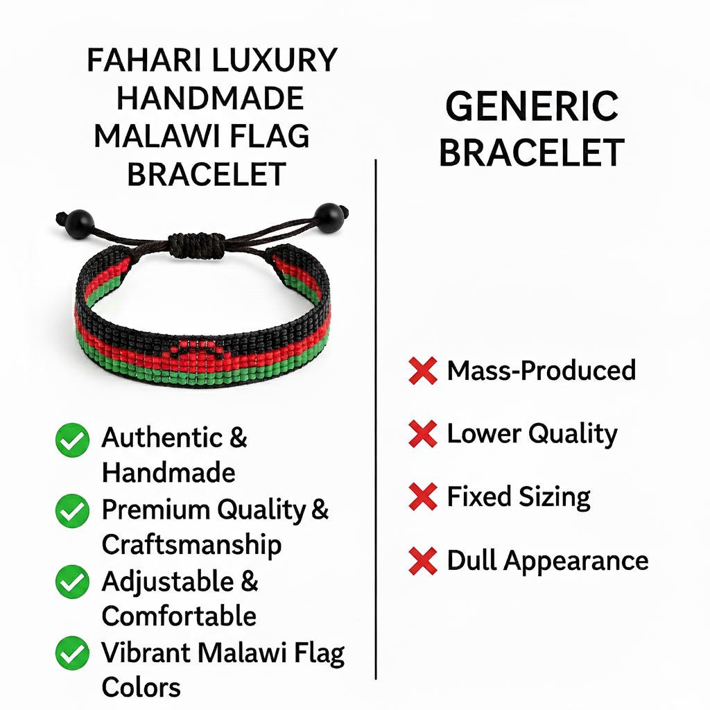 Malawi Flag Bracelet: Adjustable, Boho Style String Bracelet for Women & Men.