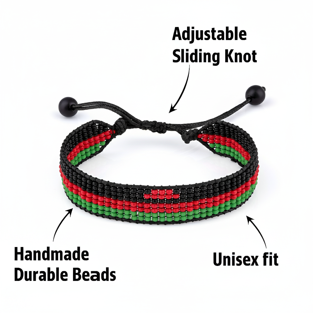 Malawi Flag Bracelet: Adjustable, Boho Style String Bracelet for Women & Men.