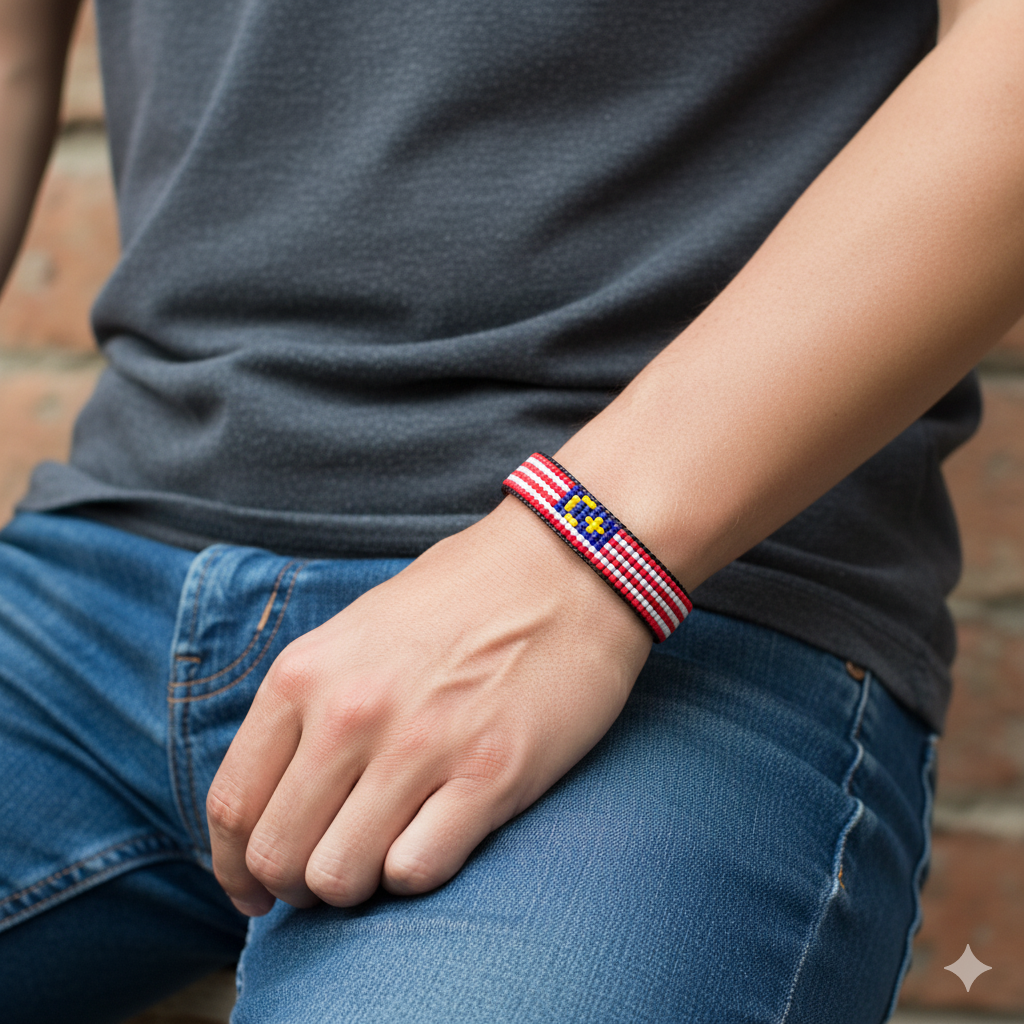 Malaysia Flag Bracelet: Handmade Adjustable, Unisex Boho Style Bracelet