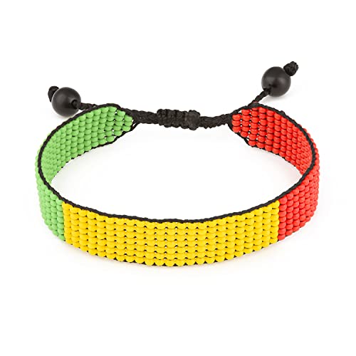 Mali Flag Bracelet: Handmade Bracelet, Adjustable Beaded Boho-Style Rope Bangle with Patriotic Design