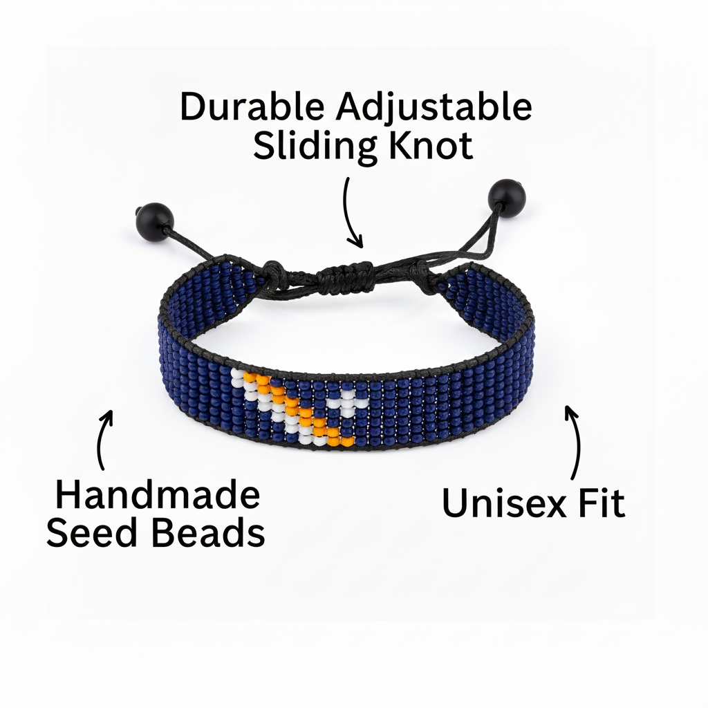 Marshall Islands Flag Bracelet: Handmade Adjustable, Boho Style Wristband