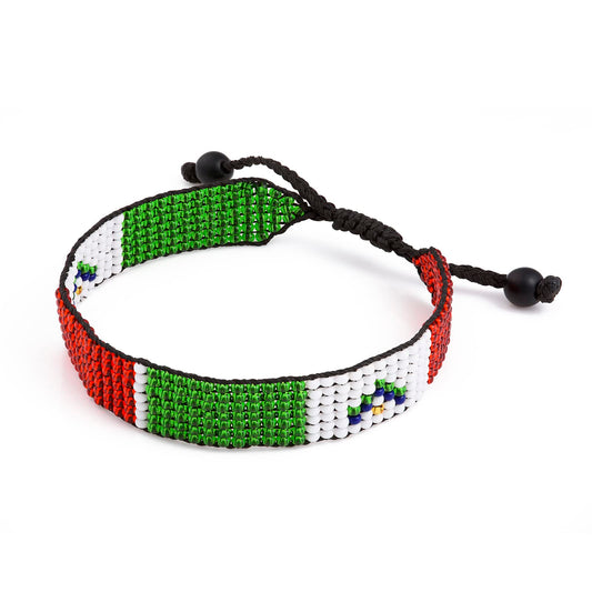 Mexico Flag Bracelet: Handmade Bracelet, Adjustable Beaded Boho-Style Rope Bangle with Patriotic Design