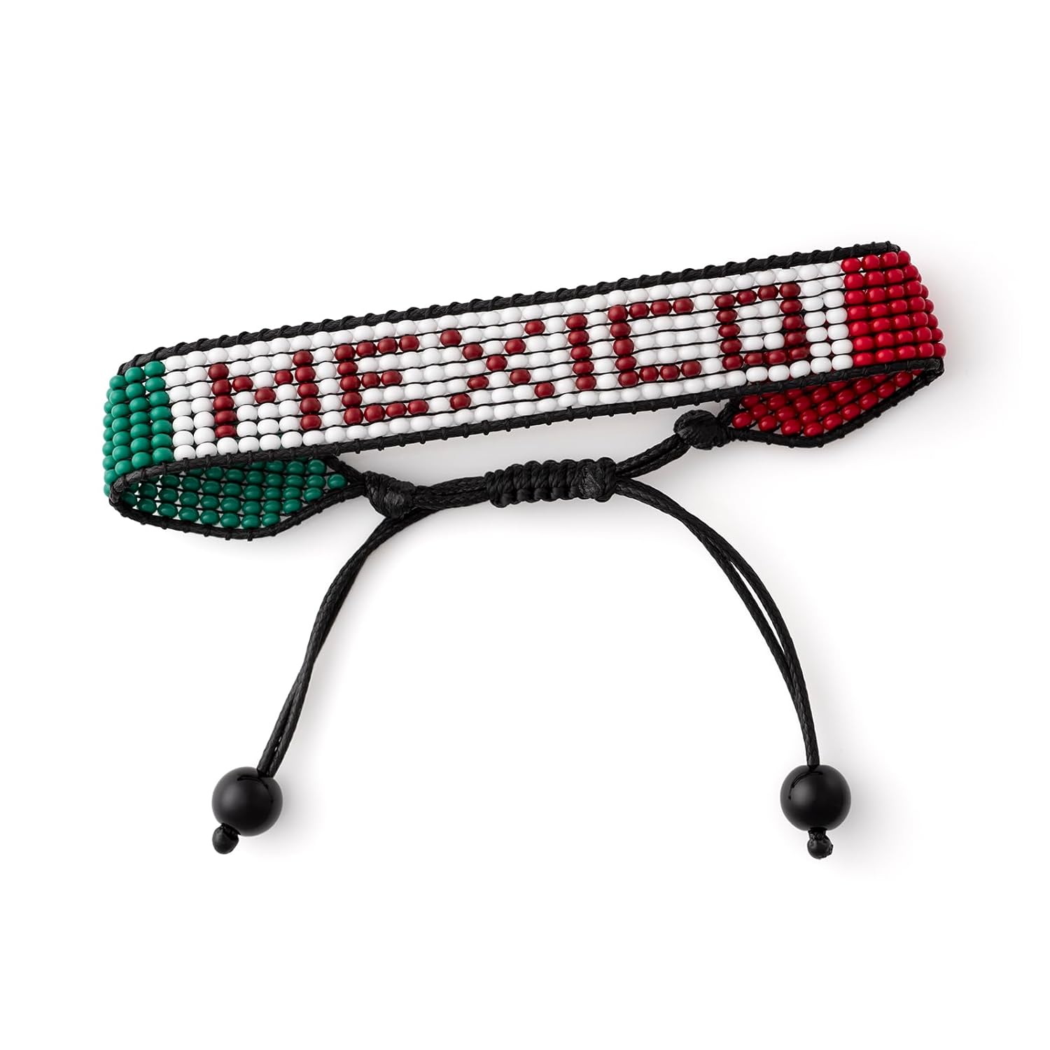 Mexico Beaded Bracelet – Handmade Adjustable Flag Bracelet with Team Name – World Cup 2026 Inspired Soccer Fan Jewelry – Durable & Unisex