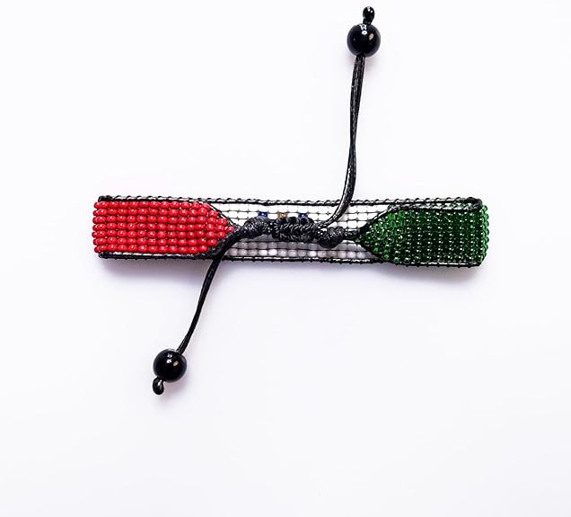 Mexico Flag Bracelet: Handmade Adjustable Beaded Unisex Boho-Style Jewelry