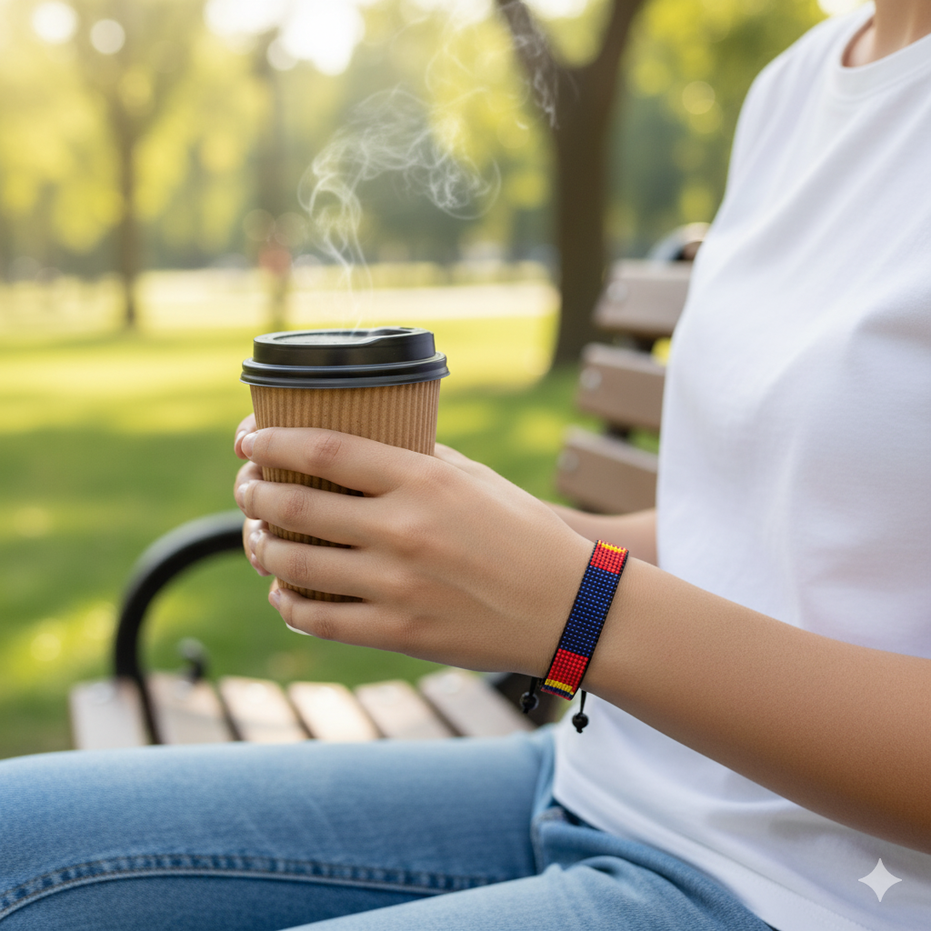 Mongolia Flag Bracelet: Beaded, Adjustable, Boho Style Rope Bracelet for Women & Men