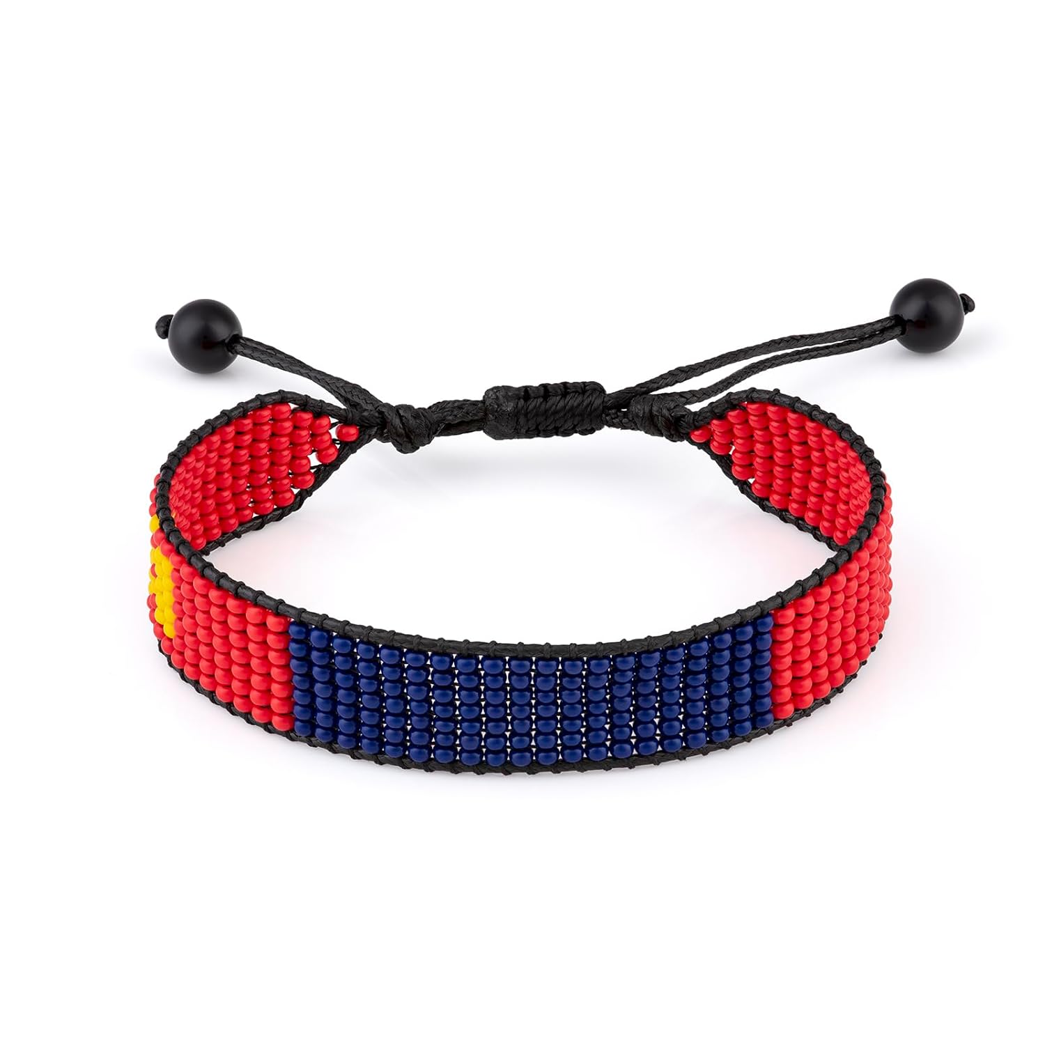 Mongolia Flag Bracelet: Beaded, Adjustable, Boho Style Rope Bracelet for Women & Men