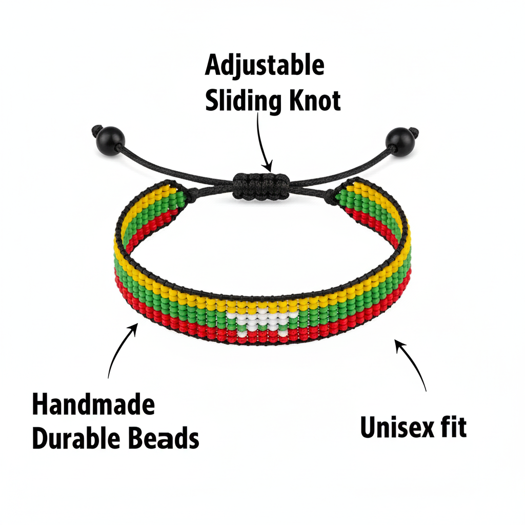 Myanmar Flag Bracelet: Handmade Adjustable, Boho Style Rope Bracelet for Women & Men