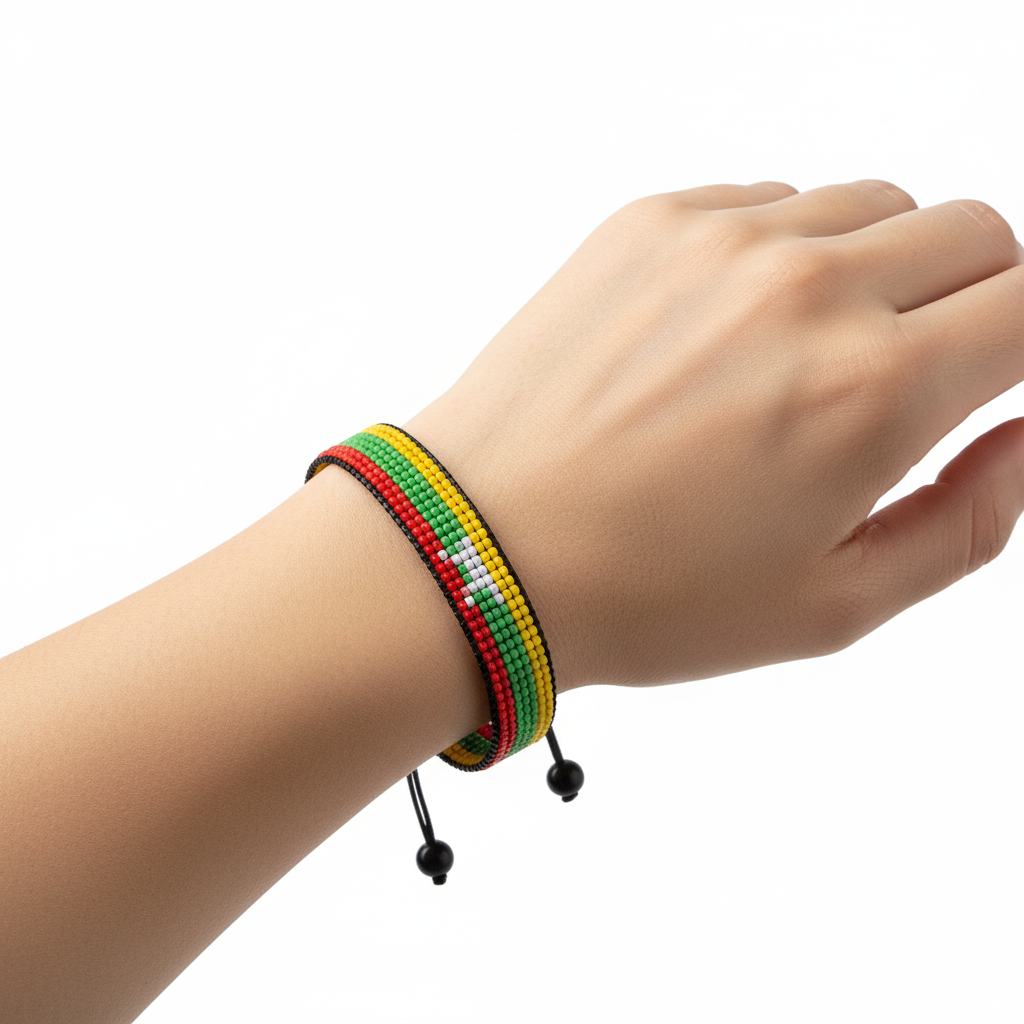 Myanmar Flag Bracelet: Handmade Adjustable, Boho Style Rope Bracelet for Women & Men
