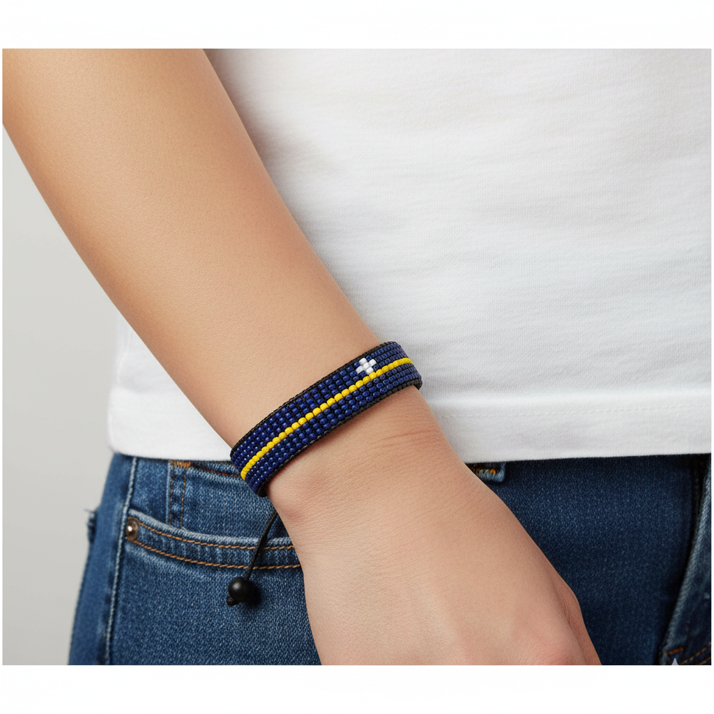 Nauru Flag Bracelet: Adjustable, Beaded Boho Style Rope Bracelet for Women & Men