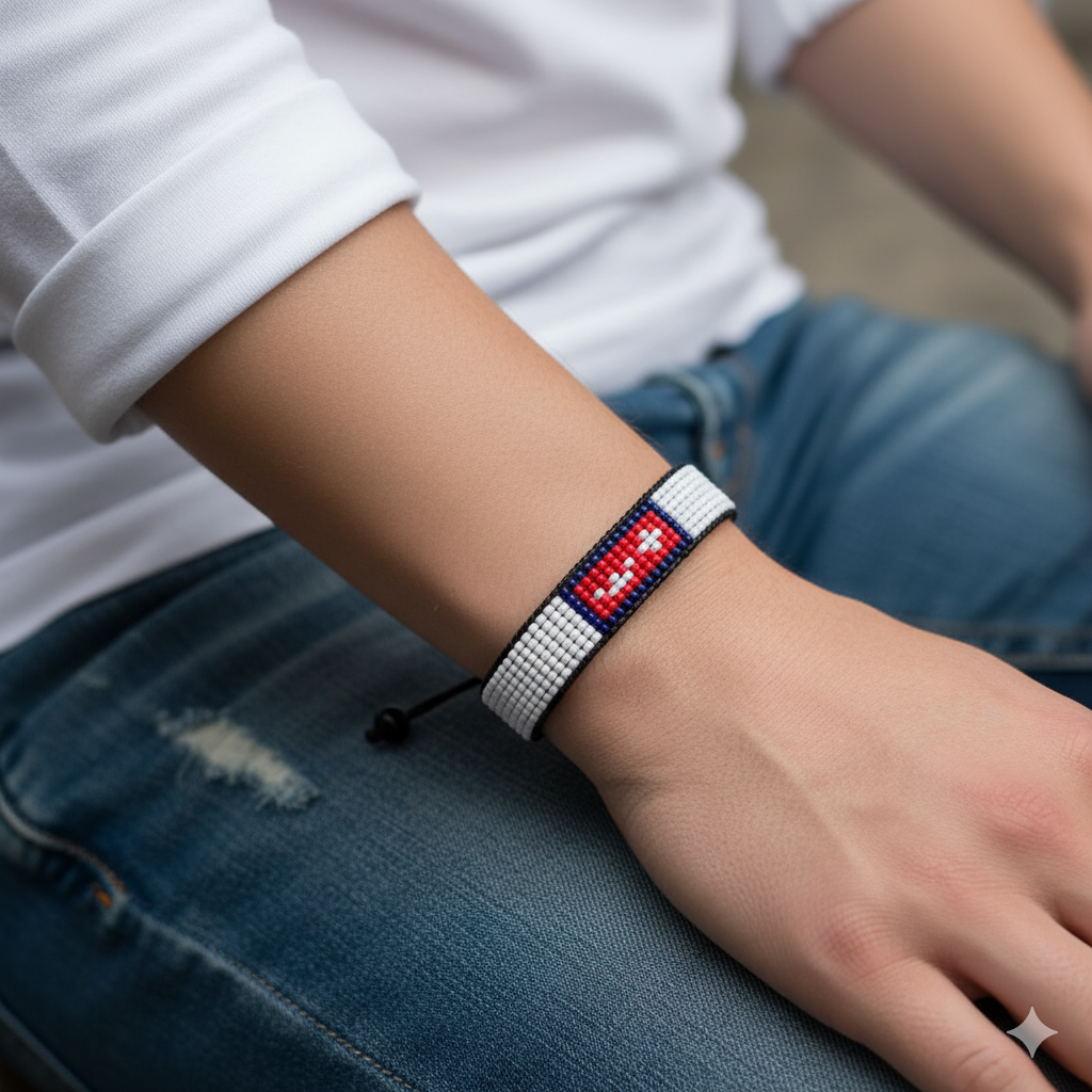 Nepal Flag Bracelet: Adjustable, Boho Style Rope Bracelet for Women & Men