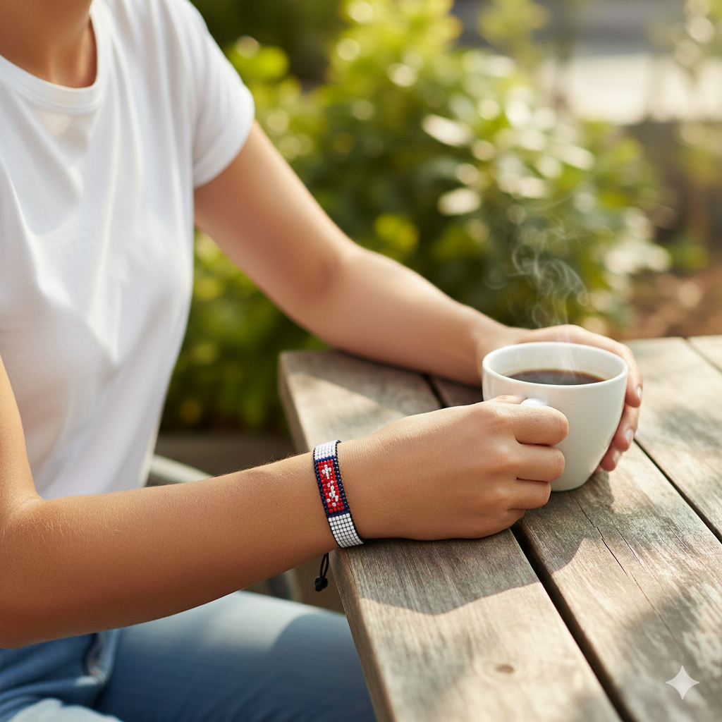 Nepal Flag Bracelet: Adjustable, Boho Style Rope Bracelet for Women & Men