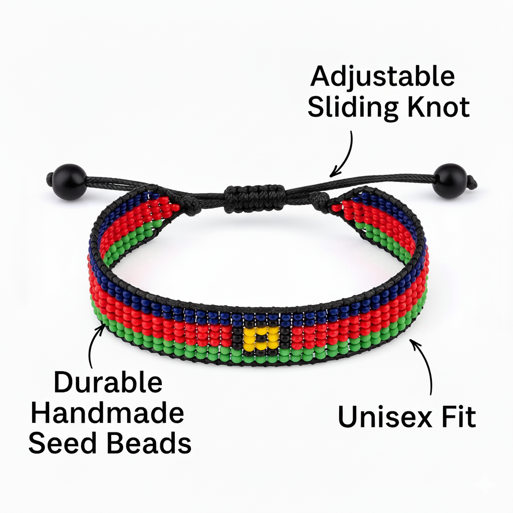 New Caledonia Flag Bracelet: Adjustable, Boho Style Rope Bracelet for Women & Men