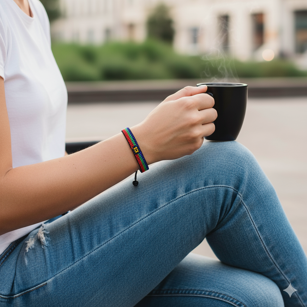 New Caledonia Flag Bracelet: Adjustable, Boho Style Rope Bracelet for Women & Men