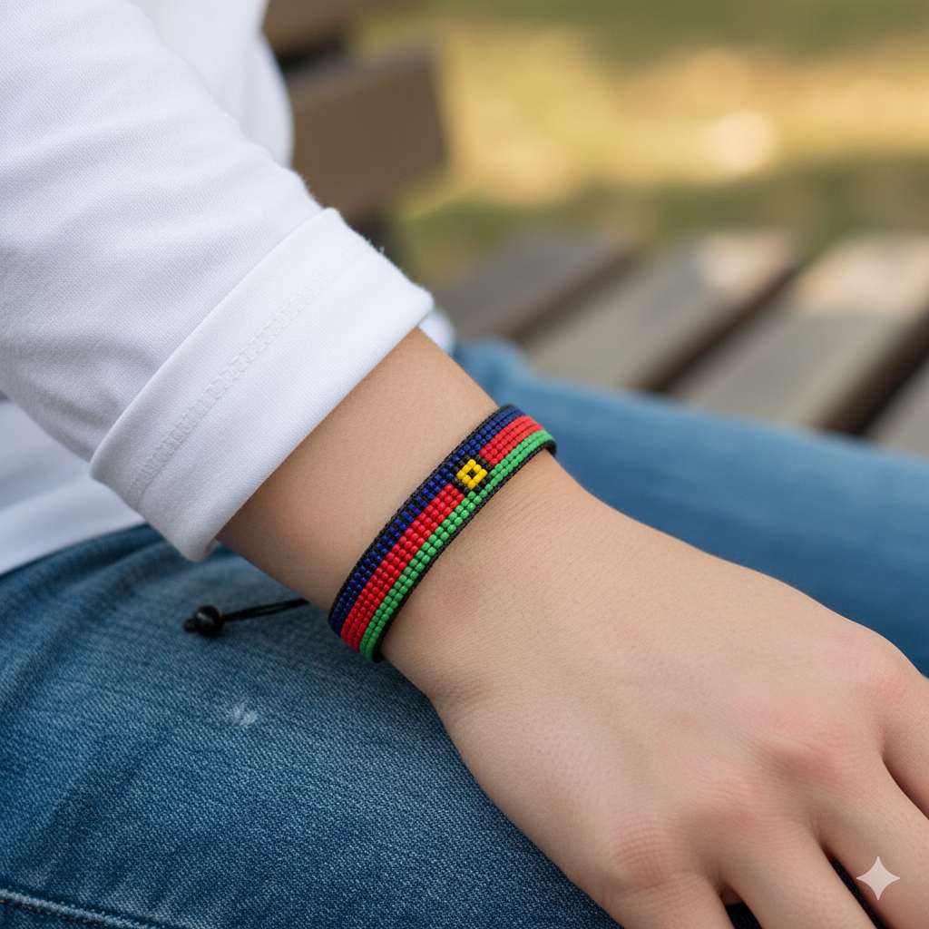 New Caledonia Flag Bracelet: Adjustable, Boho Style Rope Bracelet for Women & Men