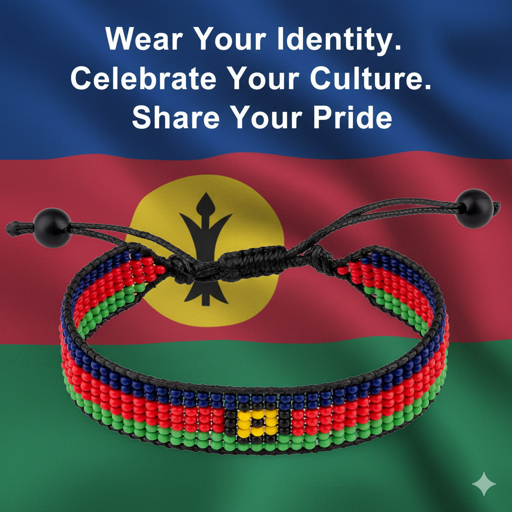 New Caledonia Flag Bracelet: Adjustable, Boho Style Rope Bracelet for Women & Men