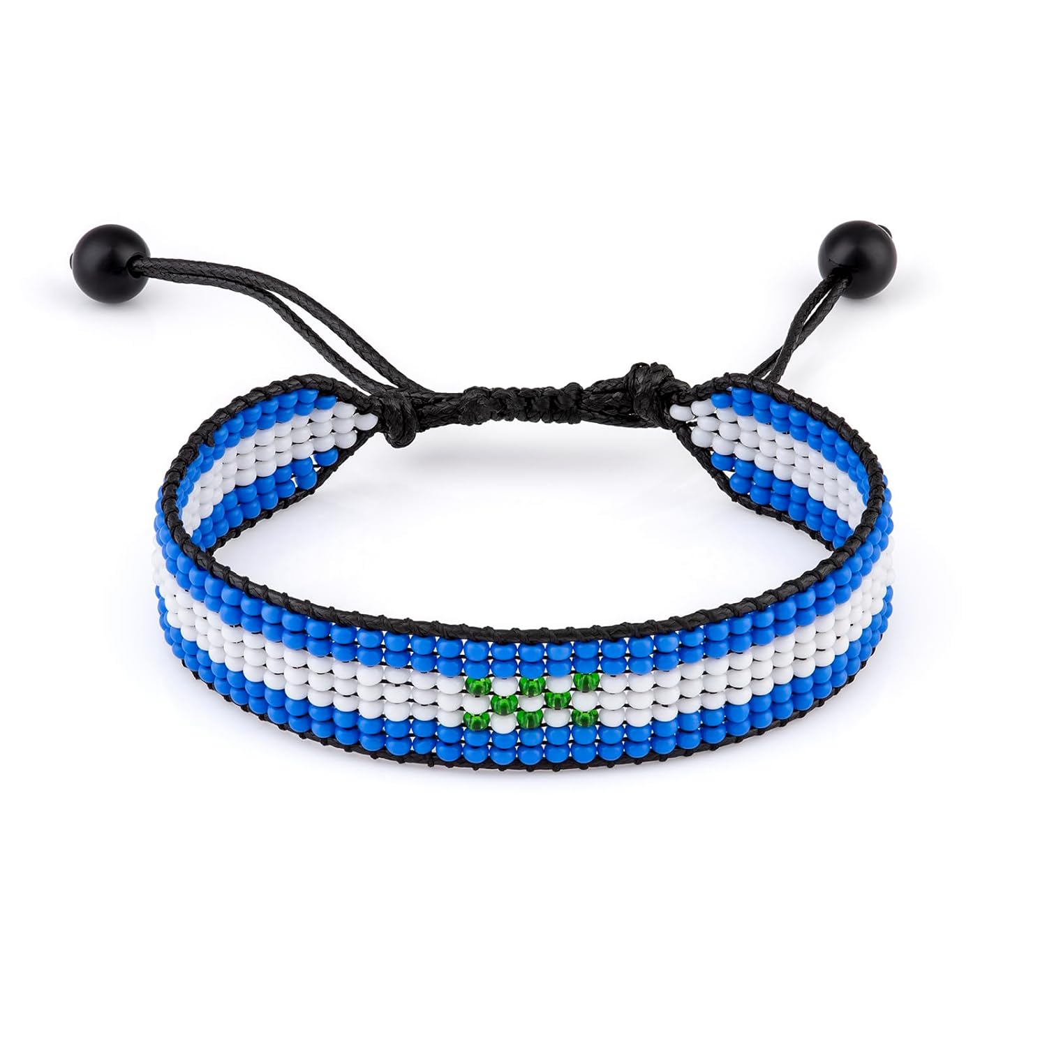 Nicaragua Flag Bracelet: Adjustable, Unisex Beaded Boho Style Bracelet