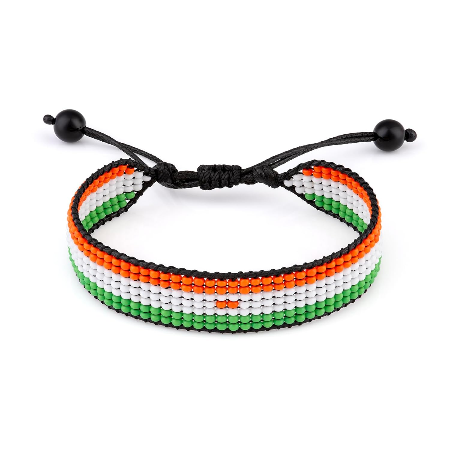 Niger Flag Bracelet: Beaded, Adjustable, Unisex Boho Style Design