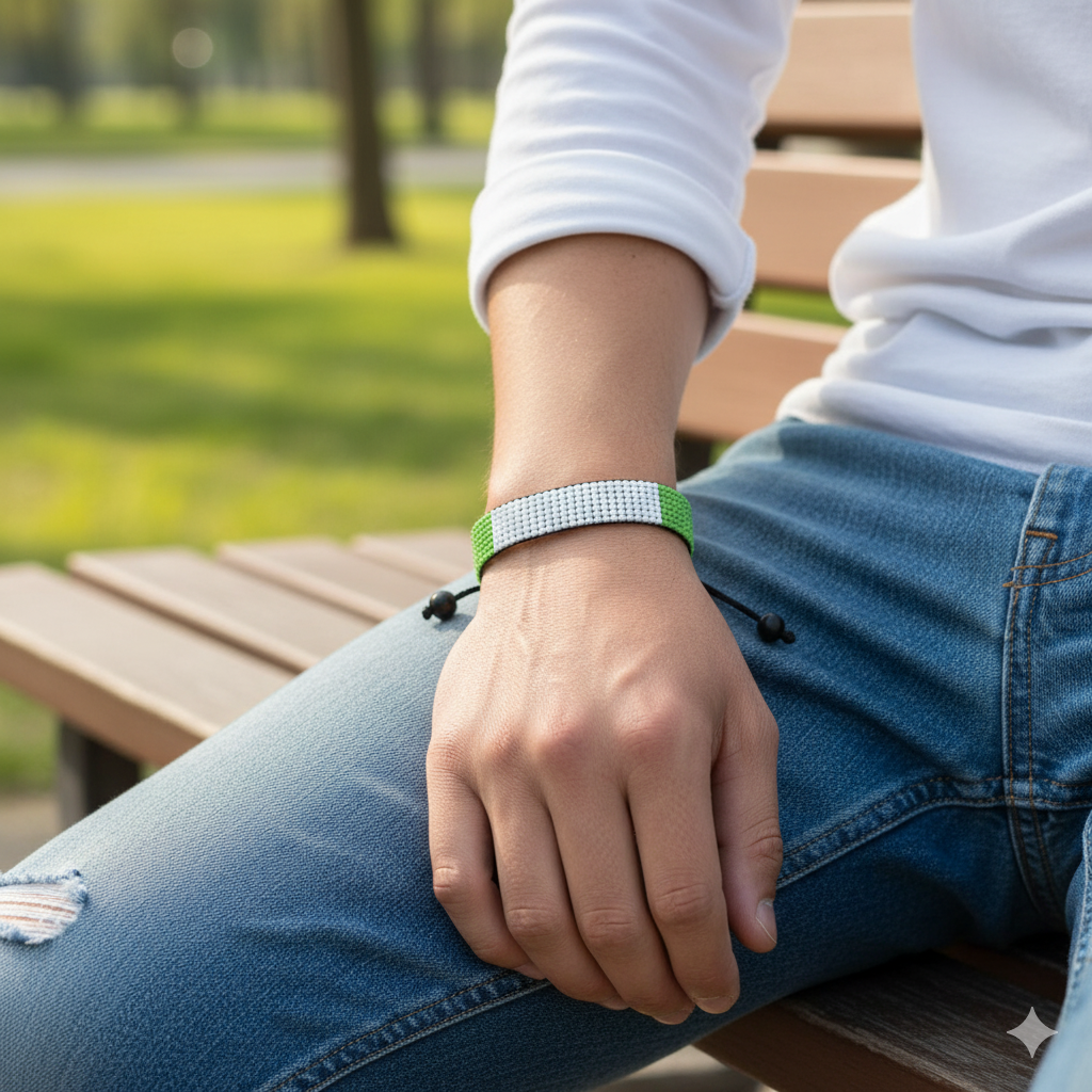 Nigeria Flag Bracelet: Handmade, Adjustable Beaded Boho-Style Bracelet with Patriotic Design