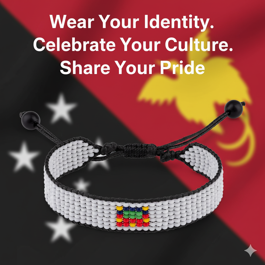 Papua New Guinea Flag Bracelet: Adjustable, Boho Style Rope Bracelet for Women & Men
