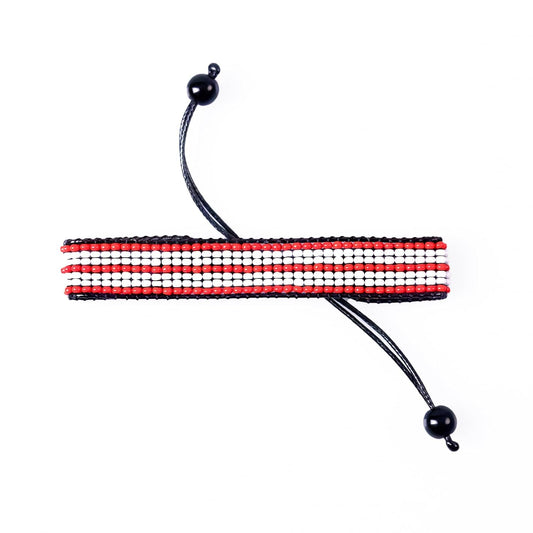 Puerto Rico Flag Bracelet: Handmade Bracelet, Adjustable Beaded Boho-Style Rope Bangle with Patriotic Design