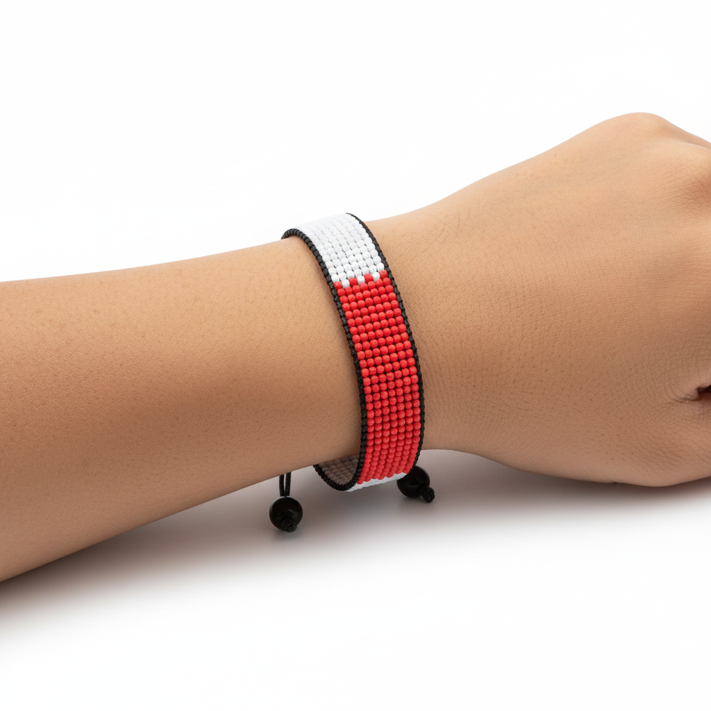 Qatar Flag Bracelet: Handcrafted Adjustable, Unisex Boho Jewelry.