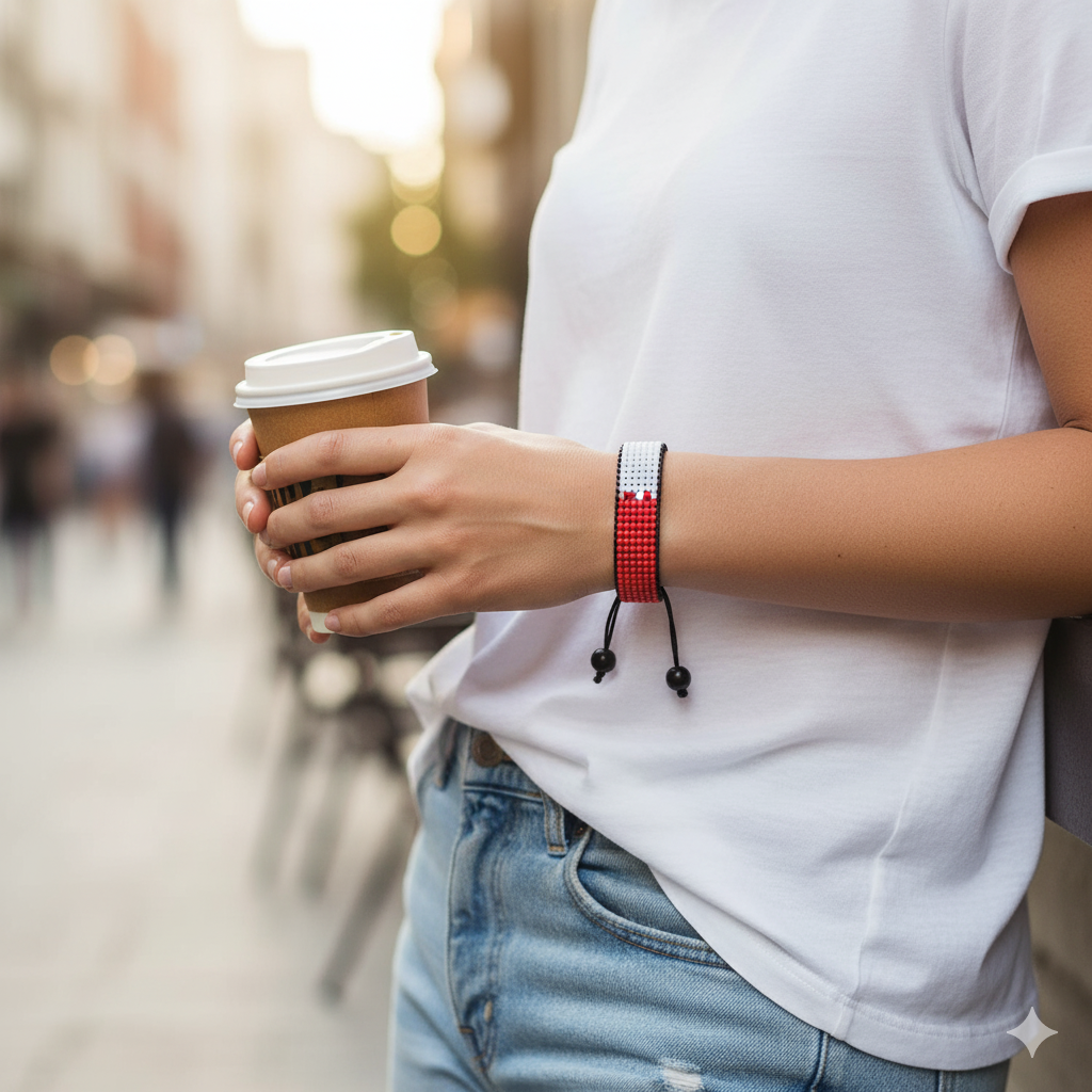 Qatar Flag Bracelet: Handcrafted Adjustable, Unisex Boho Jewelry.