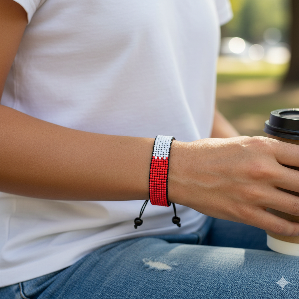 Qatar Flag Bracelet: Handcrafted Adjustable, Unisex Boho Jewelry.