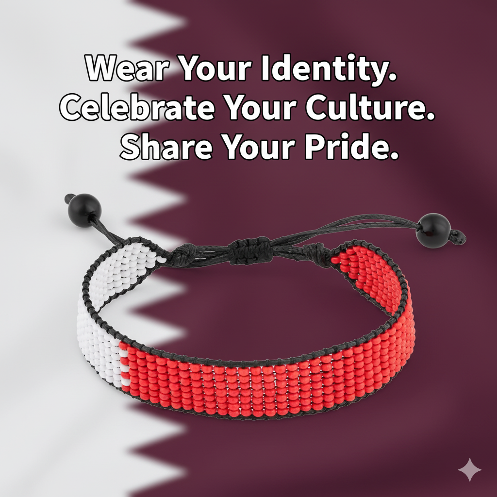 Qatar Flag Bracelet: Handcrafted Adjustable, Unisex Boho Jewelry.