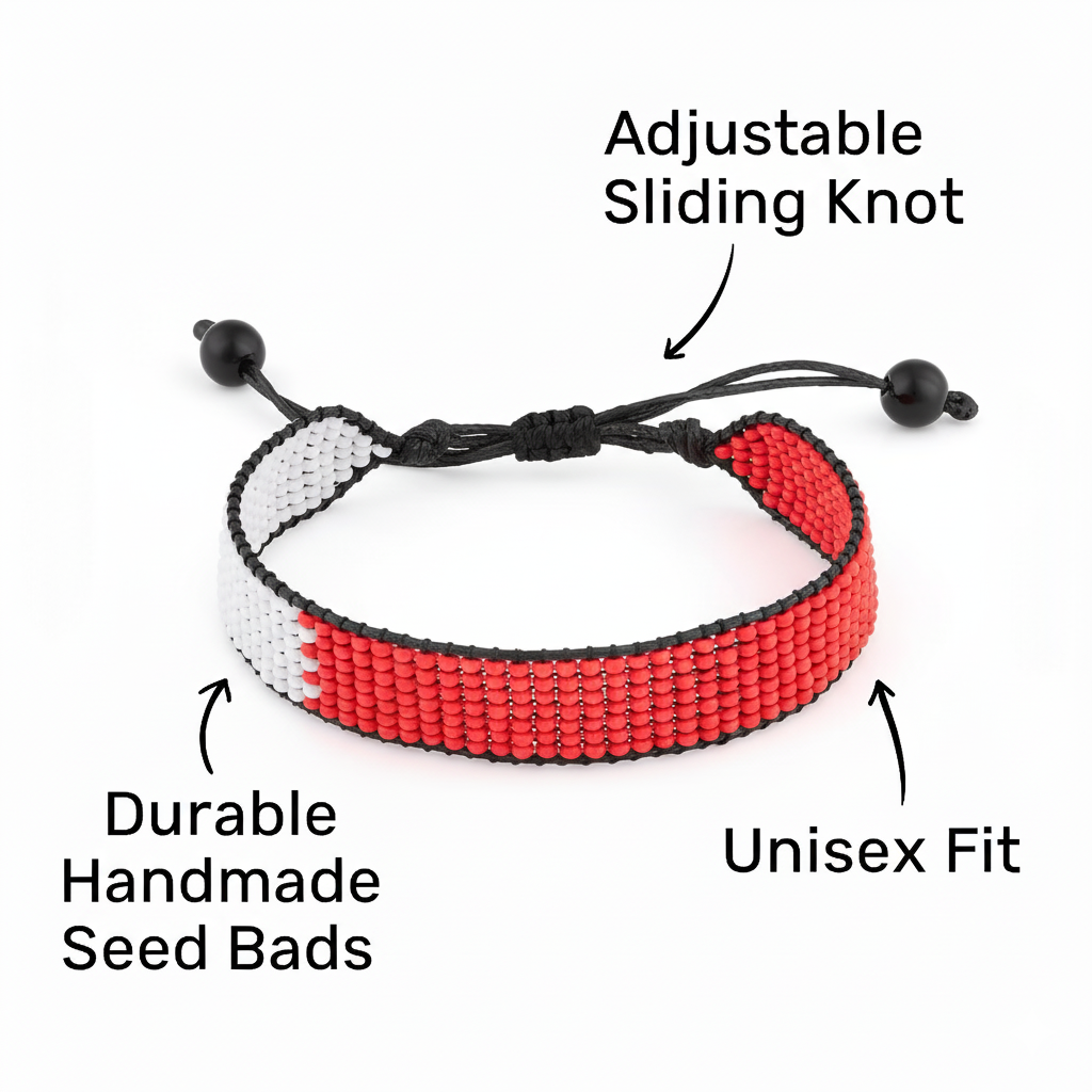 Qatar Flag Bracelet: Handcrafted Adjustable, Unisex Boho Jewelry.