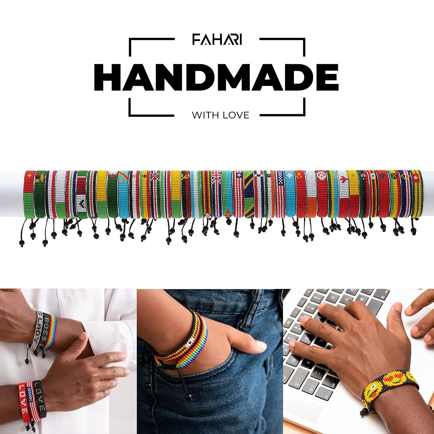 Ivory Coast Flag Bracelet: Handmade Bracelet, Adjustable Beaded Boho-Style Rope Bangle with Patriotic Design