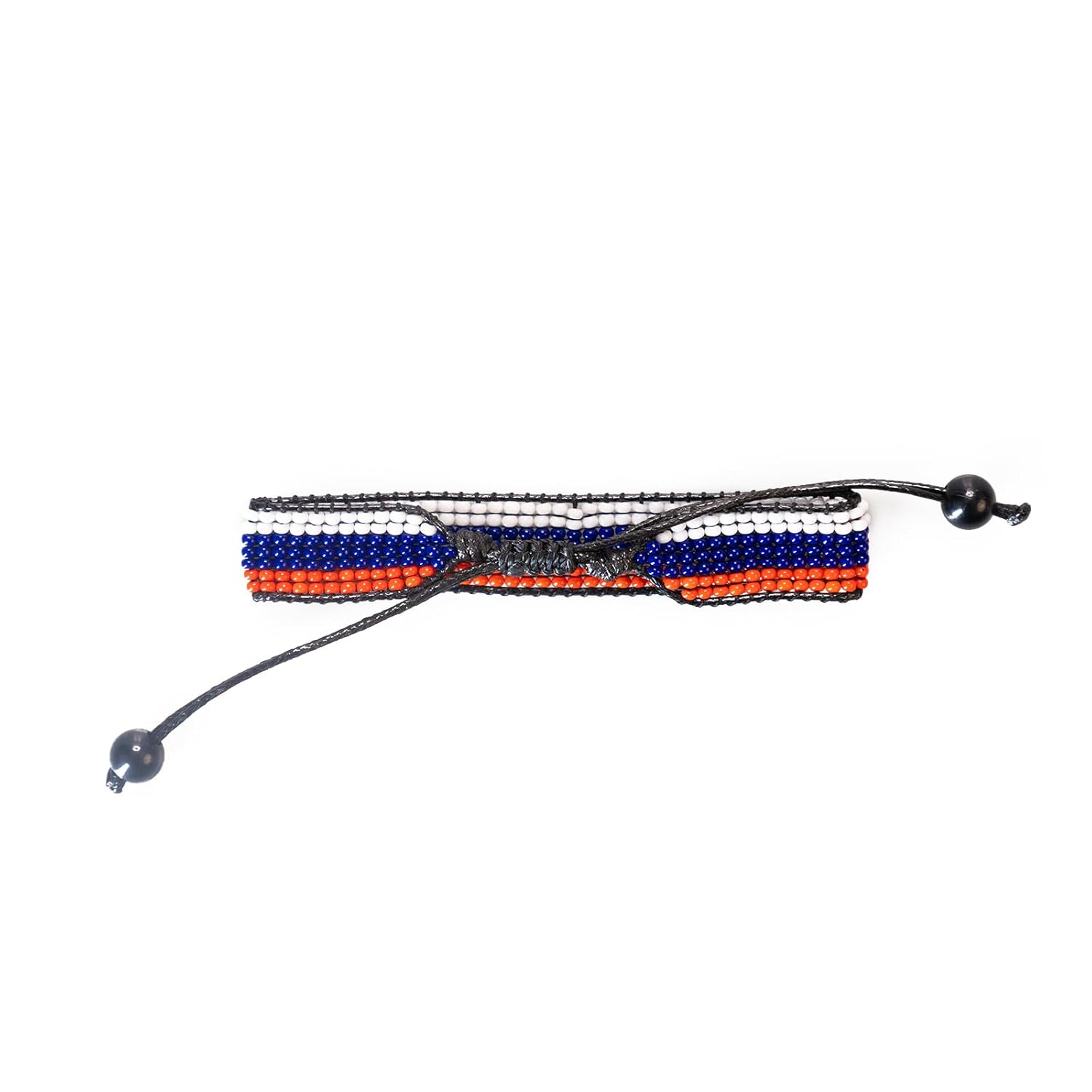 Russia Flag Bracelet: Handmade, Adjustable Beaded Unisex Boho-Style Jewelry