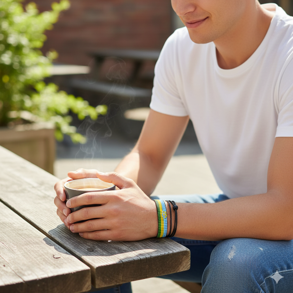 Rwanda Flag Bracelet: Handmade, Adjustable Boho-Style Rope Bangle with Patriotic Design