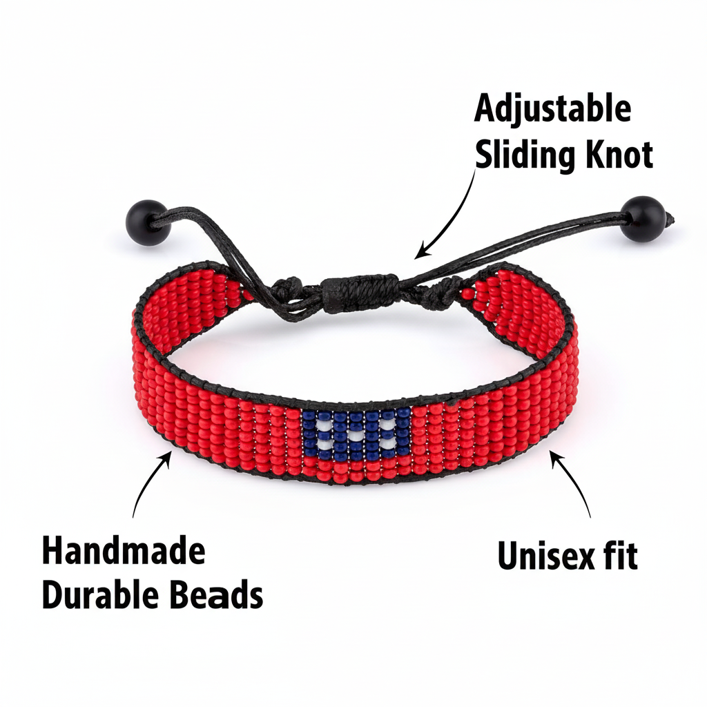 Samoa Flag Bracelet: Adjustable, Boho Style Rope Bracelet for Women & Men