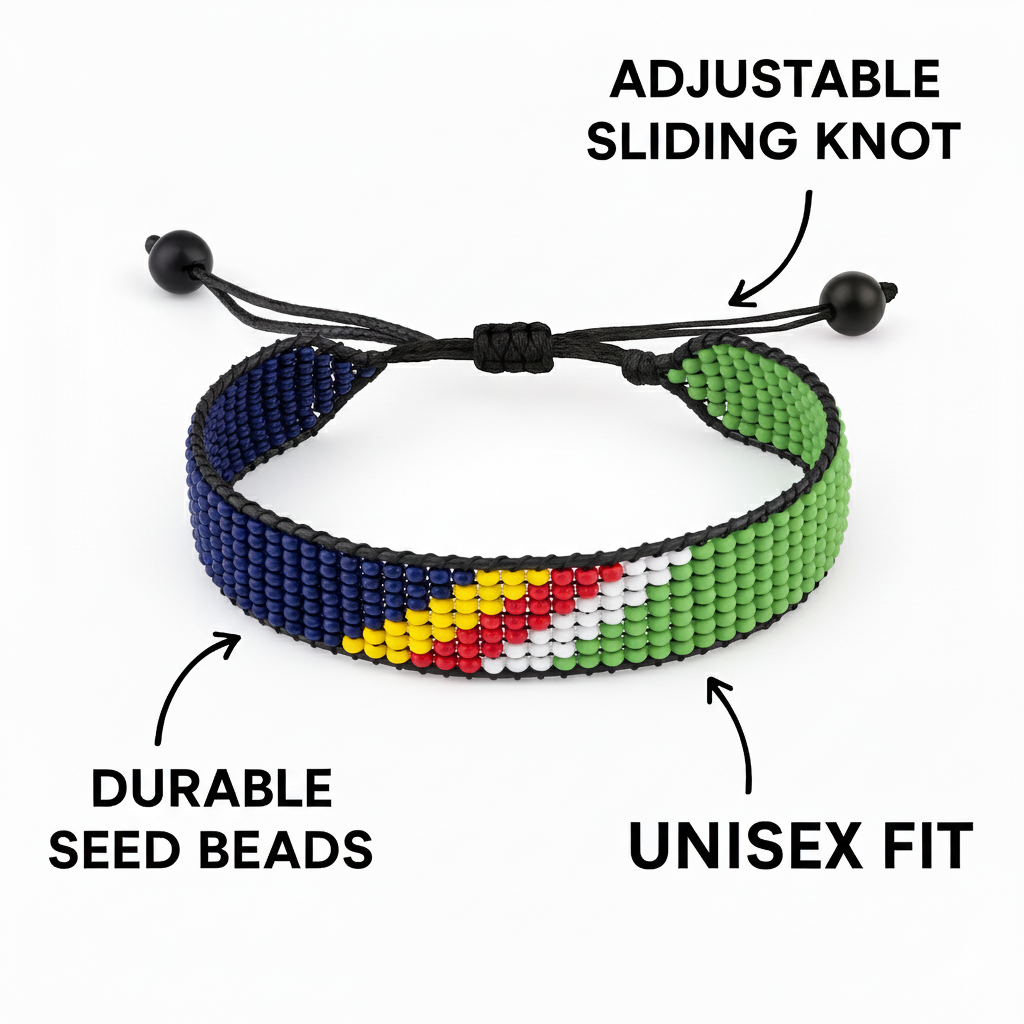 Seychelles Flag Bracelet: Adjustable, Boho Style Rope Bracelet for Women and Men