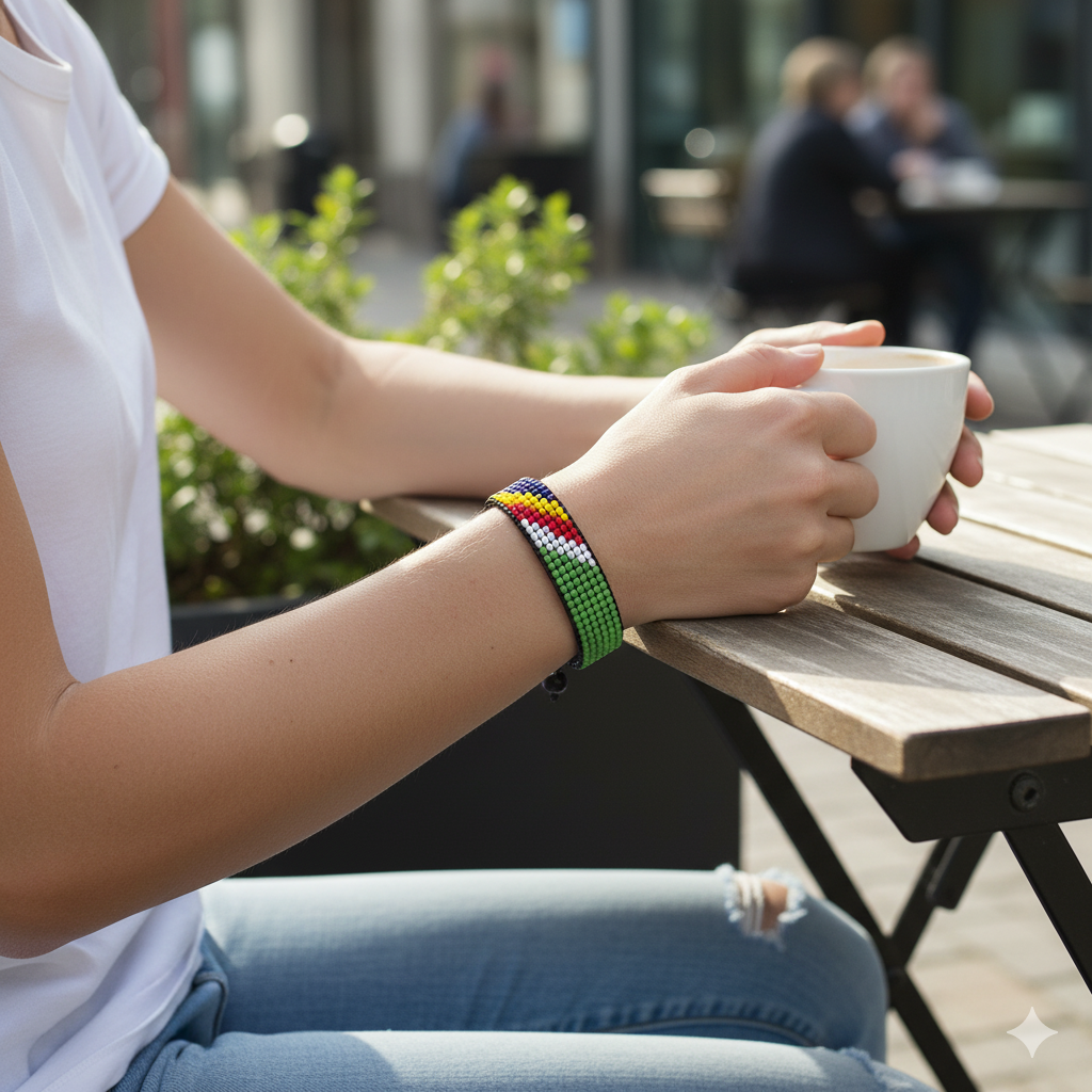Seychelles Flag Bracelet: Adjustable, Boho Style Rope Bracelet for Women and Men