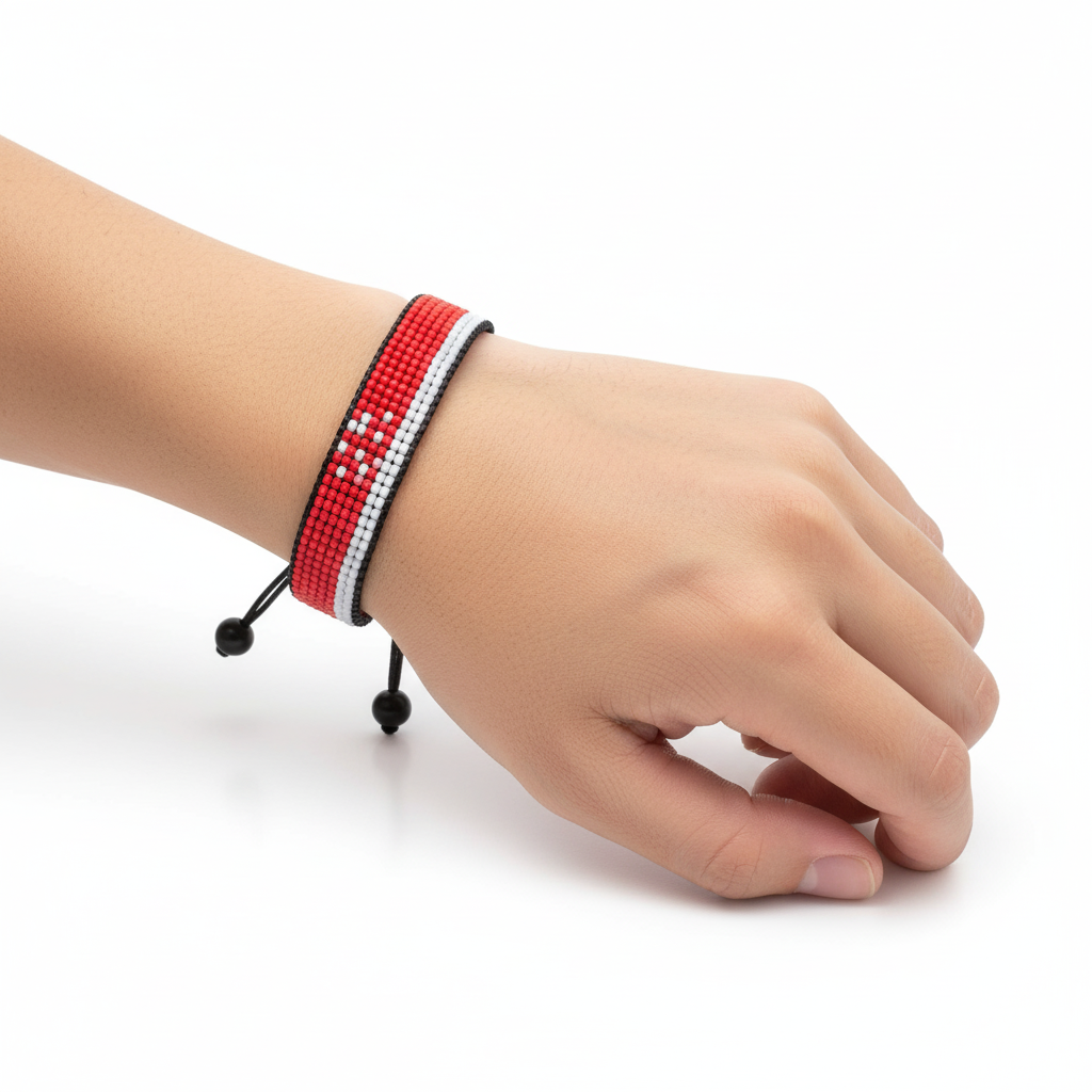 Singapore Flag Bracelet: Adjustable, Boho Style Rope Bracelet for Women & Men
