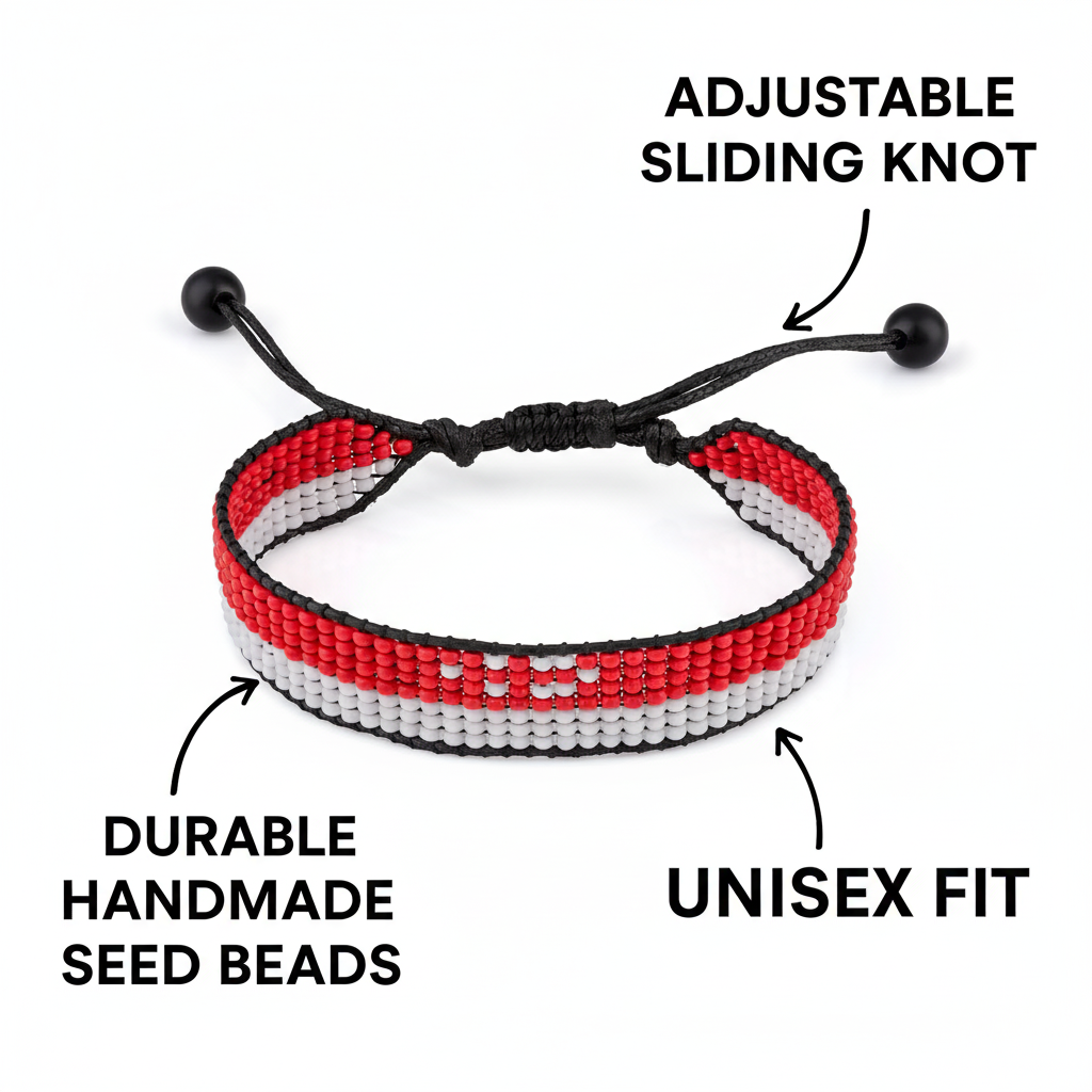 Singapore Flag Bracelet: Adjustable, Boho Style Rope Bracelet for Women & Men