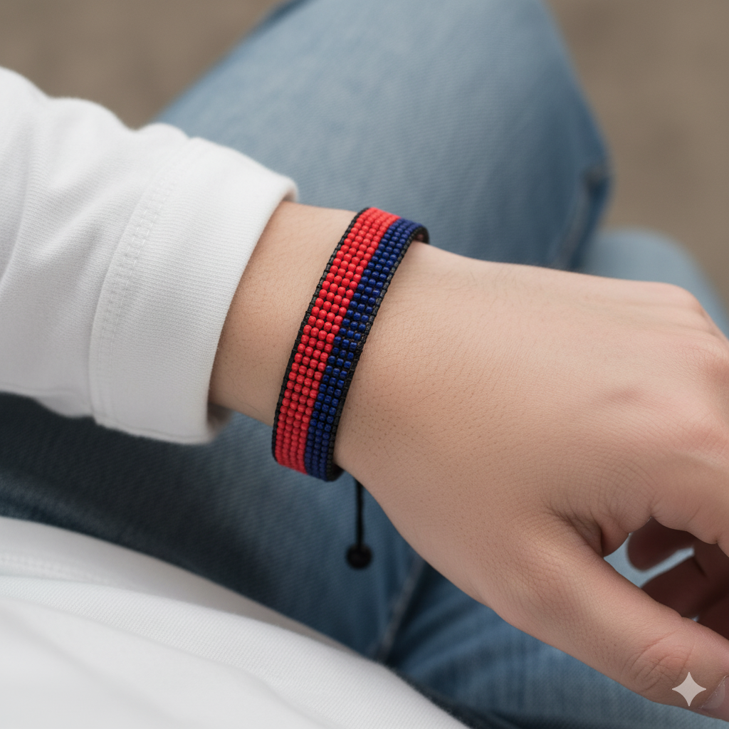 Sint Maarten (Dutch part) Flag Bracelet: Adjustable, Unisex Boho Style Jewelry