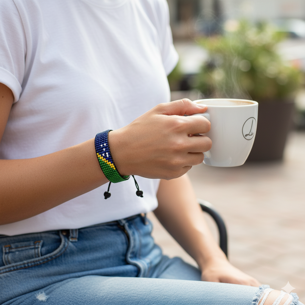 Solomon Islands Flag Bracelet: Adjustable, Boho Style Rope Bracelet for Women & Men