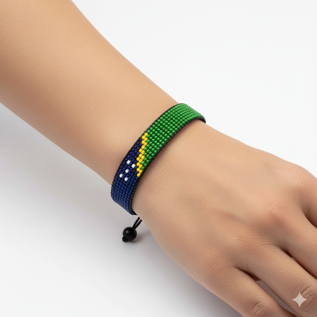Solomon Islands Flag Bracelet: Adjustable, Boho Style Rope Bracelet for Women & Men