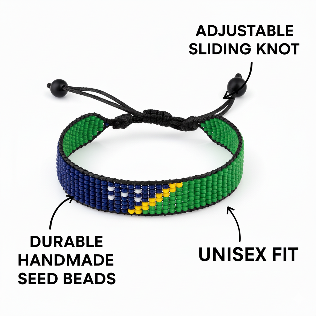 Solomon Islands Flag Bracelet: Adjustable, Boho Style Rope Bracelet for Women & Men