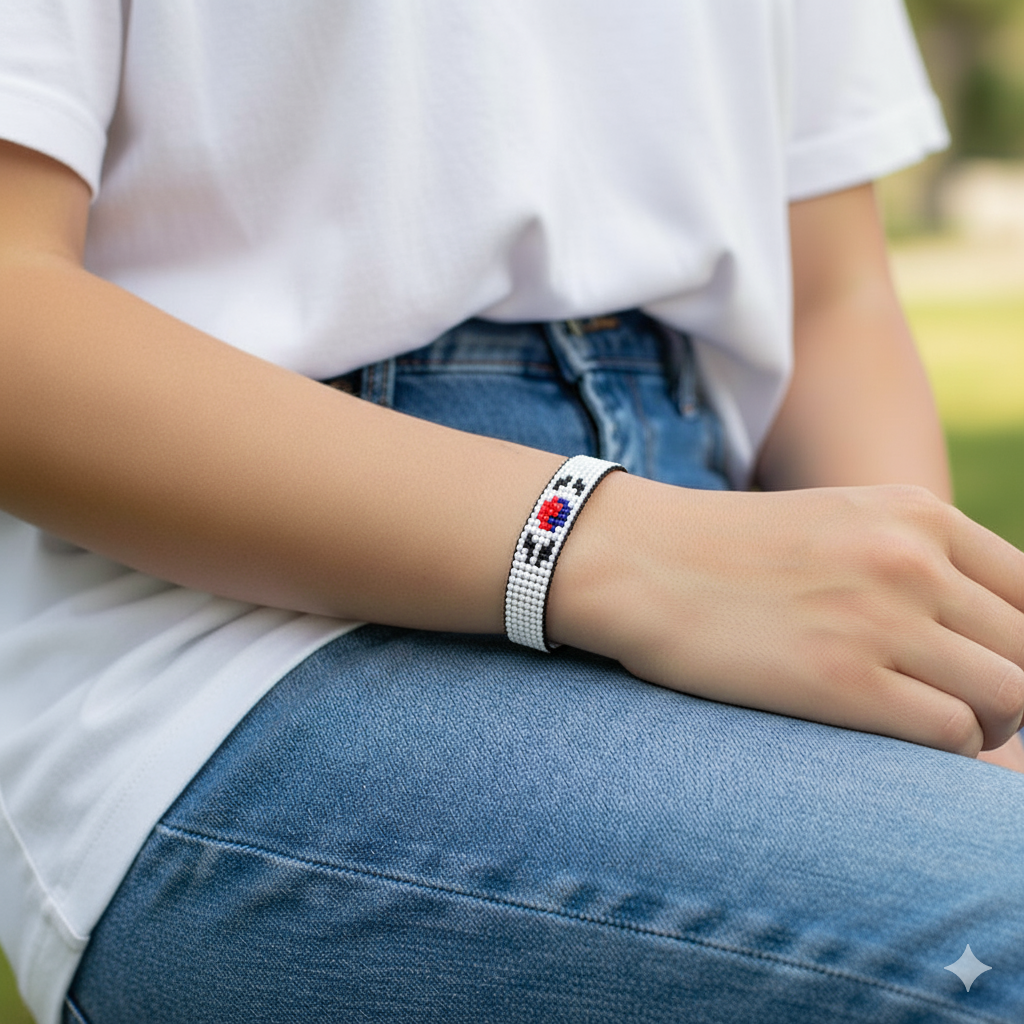 South Korea Flag Bracelet: Adjustable, Boho Style Rope Bracelet for Women & Men